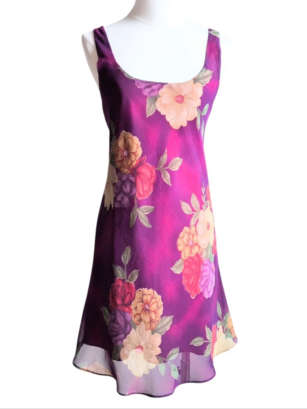 Hampton Nites Purple Floral Chiffon Open Back Midi Dress Petite 6P